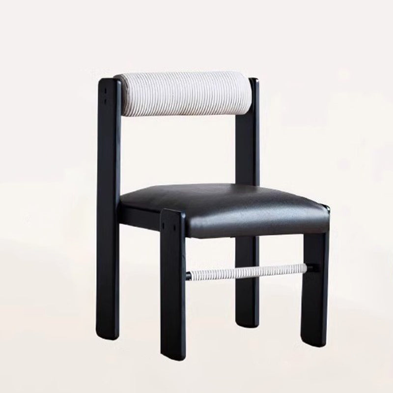 Traditional Vintage Rectangular Seat Cushion Solid Wood PU Leather Cotton Linen Sponge Dining Chair Backrest For Dining Room