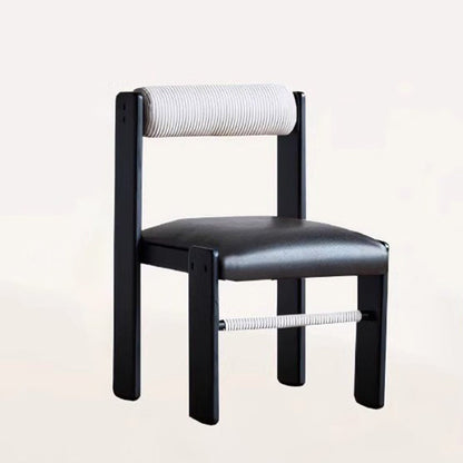 Traditional Vintage Rectangular Seat Cushion Solid Wood PU Leather Cotton Linen Sponge Dining Chair Backrest For Dining Room