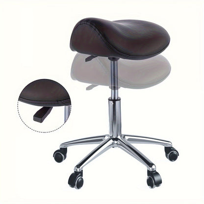 Modern Minimalist Curved PU Leather Iron Sponge Vanity Stool Movable For Bedroom