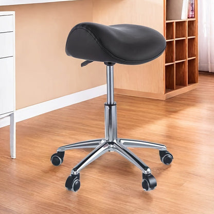 Modern Minimalist Curved PU Leather Iron Sponge Vanity Stool Movable For Bedroom