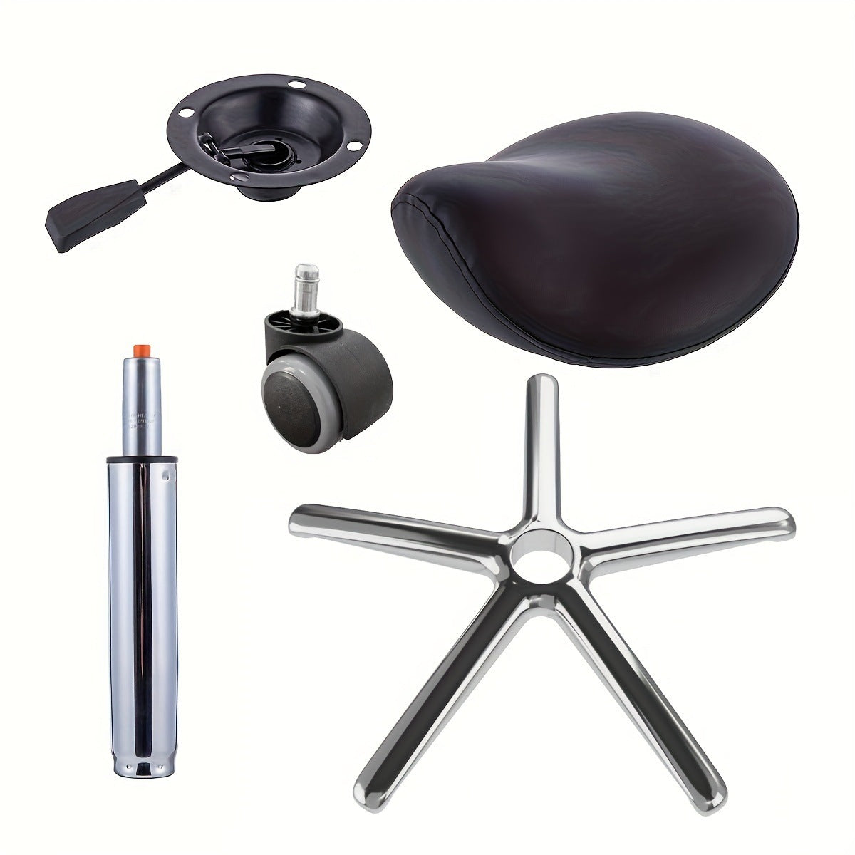 Modern Minimalist Curved PU Leather Iron Sponge Vanity Stool Movable For Bedroom