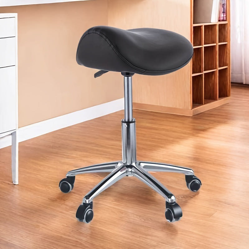 Modern Minimalist Curved PU Leather Iron Sponge Vanity Stool Movable For Bedroom