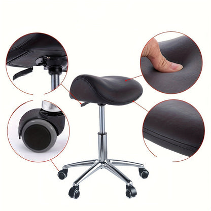 Modern Minimalist Curved PU Leather Iron Sponge Vanity Stool Movable For Bedroom