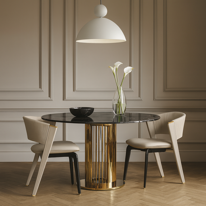 Modern Minimalist Curved PU Leather Solid Wood Sponge Stainless Steel Dining Chair Backrest For Dining Room
