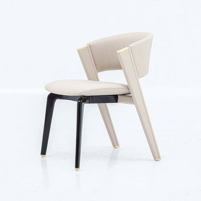 Modern Minimalist Curved PU Leather Solid Wood Sponge Stainless Steel Dining Chair Backrest For Dining Room