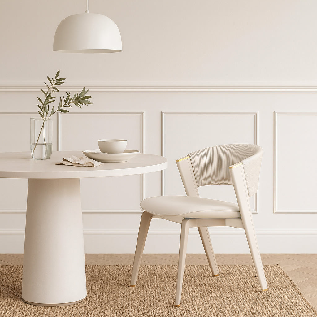 Modern Minimalist Curved PU Leather Solid Wood Sponge Stainless Steel Dining Chair Backrest For Dining Room
