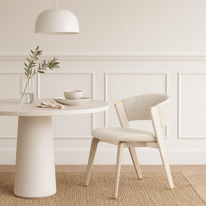 Modern Minimalist Curved PU Leather Solid Wood Sponge Stainless Steel Dining Chair Backrest For Dining Room