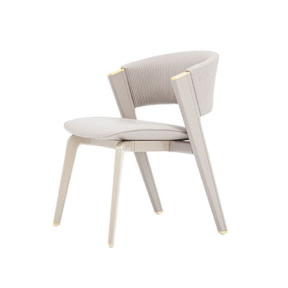 Modern Minimalist Curved PU Leather Solid Wood Sponge Stainless Steel Dining Chair Backrest For Dining Room