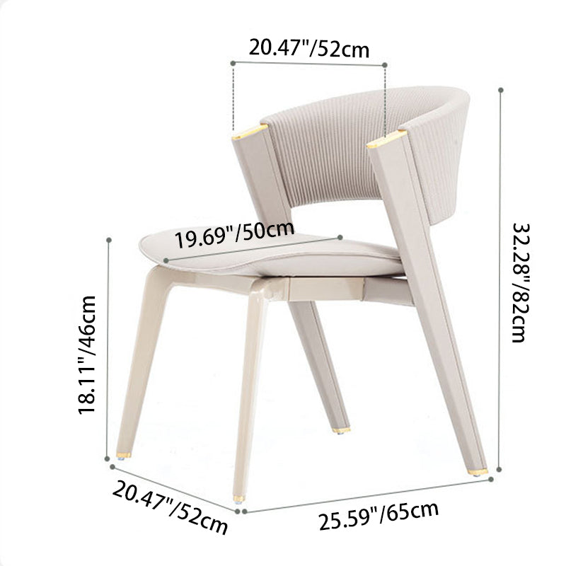 Modern Minimalist Curved PU Leather Solid Wood Sponge Stainless Steel Dining Chair Backrest For Dining Room
