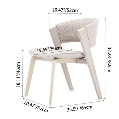Modern Minimalist Curved PU Leather Solid Wood Sponge Stainless Steel Dining Chair Backrest For Dining Room