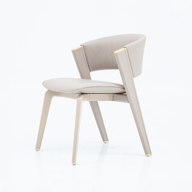 Modern Minimalist Curved PU Leather Solid Wood Sponge Stainless Steel Dining Chair Backrest For Dining Room