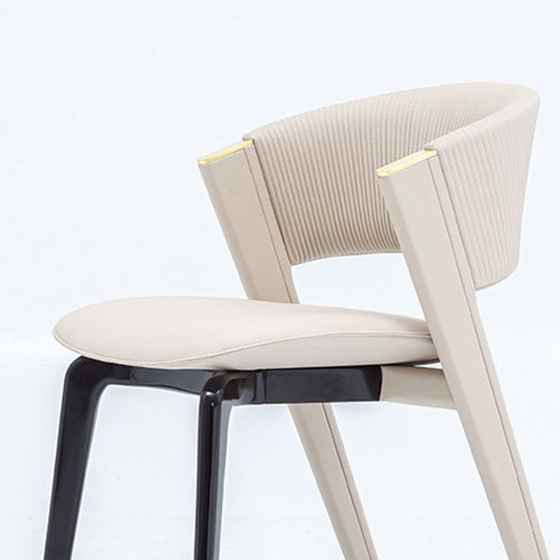 Modern Minimalist Curved PU Leather Solid Wood Sponge Stainless Steel Dining Chair Backrest For Dining Room