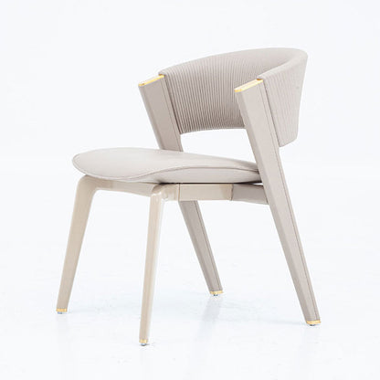 Modern Minimalist Curved PU Leather Solid Wood Sponge Stainless Steel Dining Chair Backrest For Dining Room