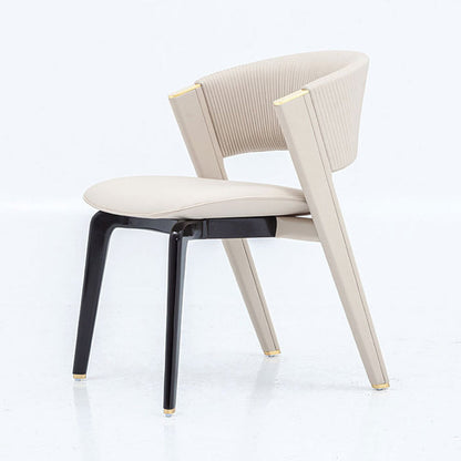 Modern Minimalist Curved PU Leather Solid Wood Sponge Stainless Steel Dining Chair Backrest For Dining Room