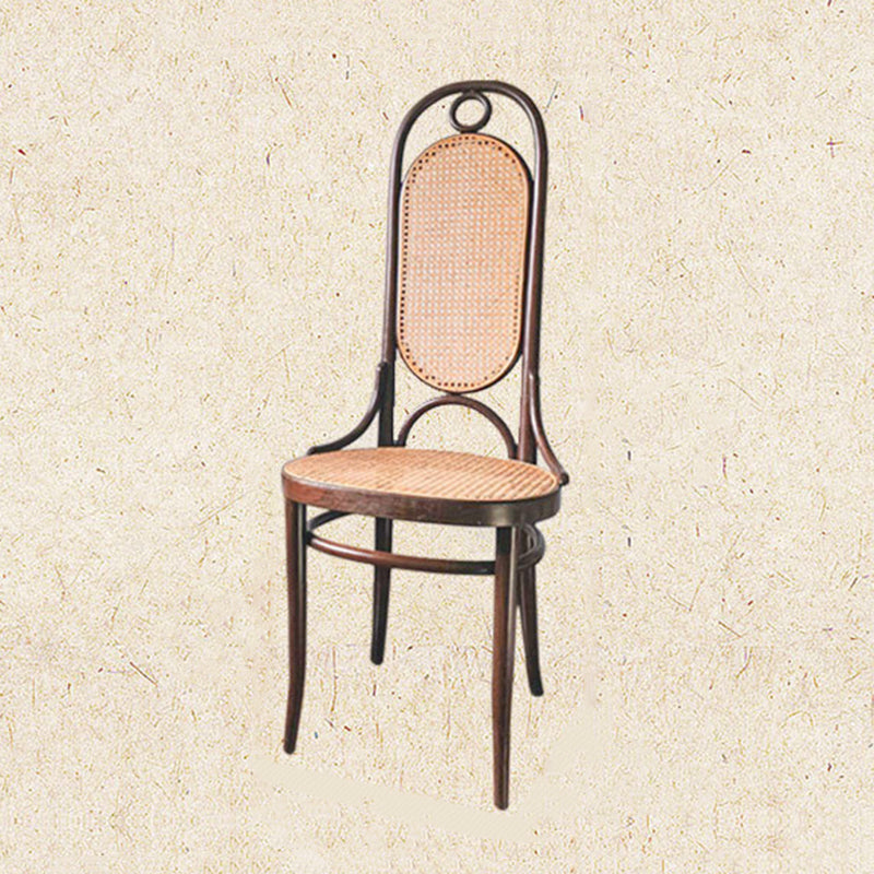 Modern Minimalist Oval Faux Rattan Metal Dining Chair Backrest For Dining Room