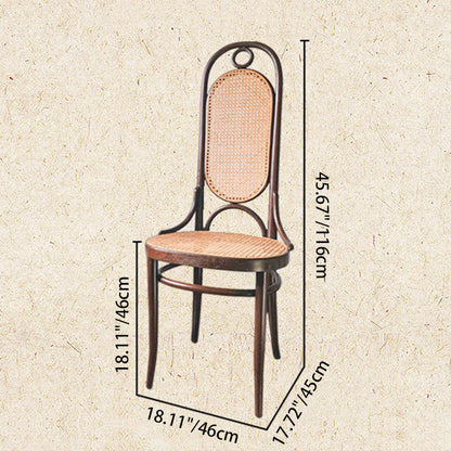 Modern Minimalist Oval Faux Rattan Metal Dining Chair Backrest For Dining Room