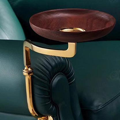 Traditional Vintage Curved Solid Wood Genuine Leather Copper Sponge Silk Accent Chair Backrest Armrest Movable For Living Room