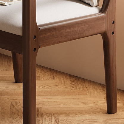 Modern Minimalist Rectangular Rubberwood Synthetic Fabric Sponge Dining Chair Backrest Armrest For Dining Room