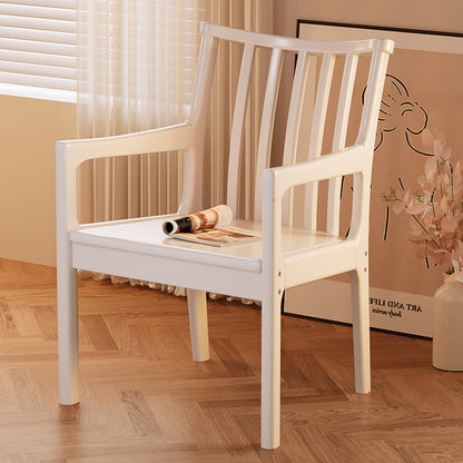 Modern Minimalist Rectangular Rubberwood Synthetic Fabric Sponge Dining Chair Backrest Armrest For Dining Room