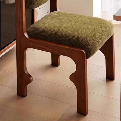 Traditional Vintage Rectangular Cushion Solid Wood Fabric Sponge Dining Chair Backrest For Dining Room