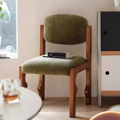 Traditional Vintage Rectangular Cushion Solid Wood Fabric Sponge Dining Chair Backrest For Dining Room