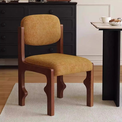 Traditional Vintage Rectangular Cushion Solid Wood Fabric Sponge Dining Chair Backrest For Dining Room