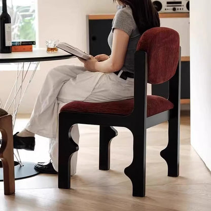 Traditional Vintage Rectangular Cushion Solid Wood Fabric Sponge Dining Chair Backrest For Dining Room