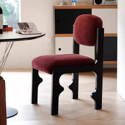 Traditional Vintage Rectangular Cushion Solid Wood Fabric Sponge Dining Chair Backrest For Dining Room