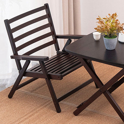 Modern Minimalist Rectangular Seating Bamboo Dining Chair Backrest Armrest Foldable For Dining Room