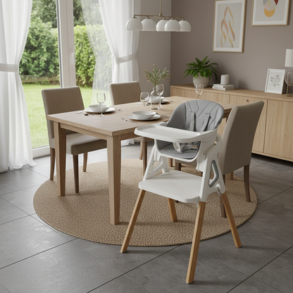 Modern Minimalist Curved Polypropylene Solid Wood Kids' Dining Chair Backrest Armrest For Dining Room