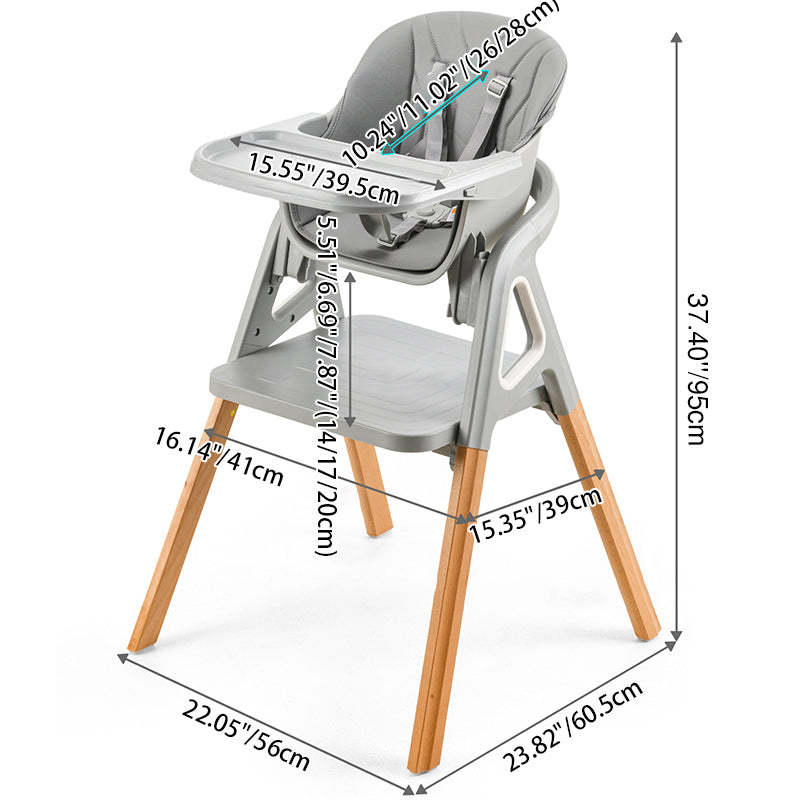Modern Minimalist Curved Polypropylene Solid Wood Kids' Dining Chair Backrest Armrest For Dining Room