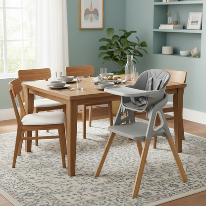 Modern Minimalist Curved Polypropylene Solid Wood Kids' Dining Chair Backrest Armrest For Dining Room
