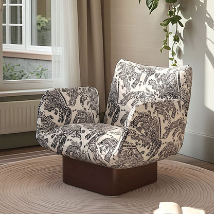 Traditional Vintage Curved Faux Leather Solid Wood Velvet Sponge Accent Chair Backrest Armrest For Living Room
