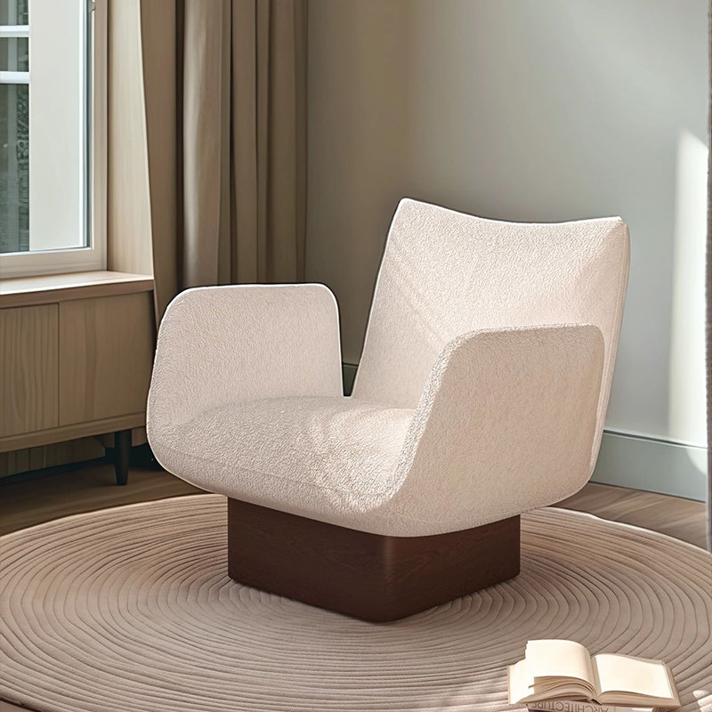 Traditional Vintage Curved Faux Leather Solid Wood Velvet Sponge Accent Chair Backrest Armrest For Living Room