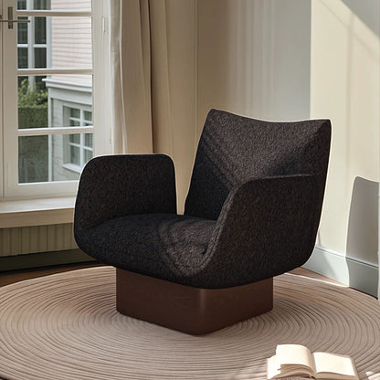 Traditional Vintage Curved Faux Leather Solid Wood Velvet Sponge Accent Chair Backrest Armrest For Living Room