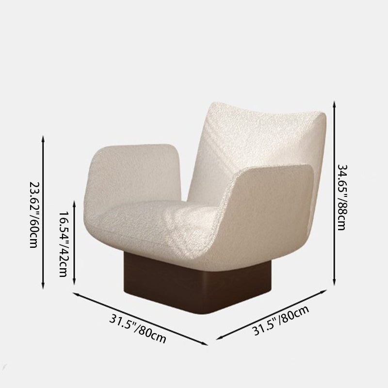 Traditional Vintage Curved Faux Leather Solid Wood Velvet Sponge Accent Chair Backrest Armrest For Living Room