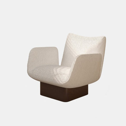 Traditional Vintage Curved Faux Leather Solid Wood Velvet Sponge Accent Chair Backrest Armrest For Living Room