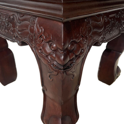 Traditional Vintage Square Solid Wood Footstool Carved Design For Living Room