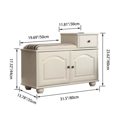 Traditional Vintage Rectangular Solid Wood Medium Density Fiberboard Fabric Sponge Storage Cabinet 4-Leg 2-Cabinet 1-Drawer For Entryways