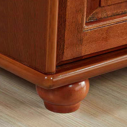 Traditional Vintage Rectangular Solid Wood Medium Density Fiberboard Fabric Sponge Storage Cabinet 4-Leg 2-Cabinet 1-Drawer For Entryways