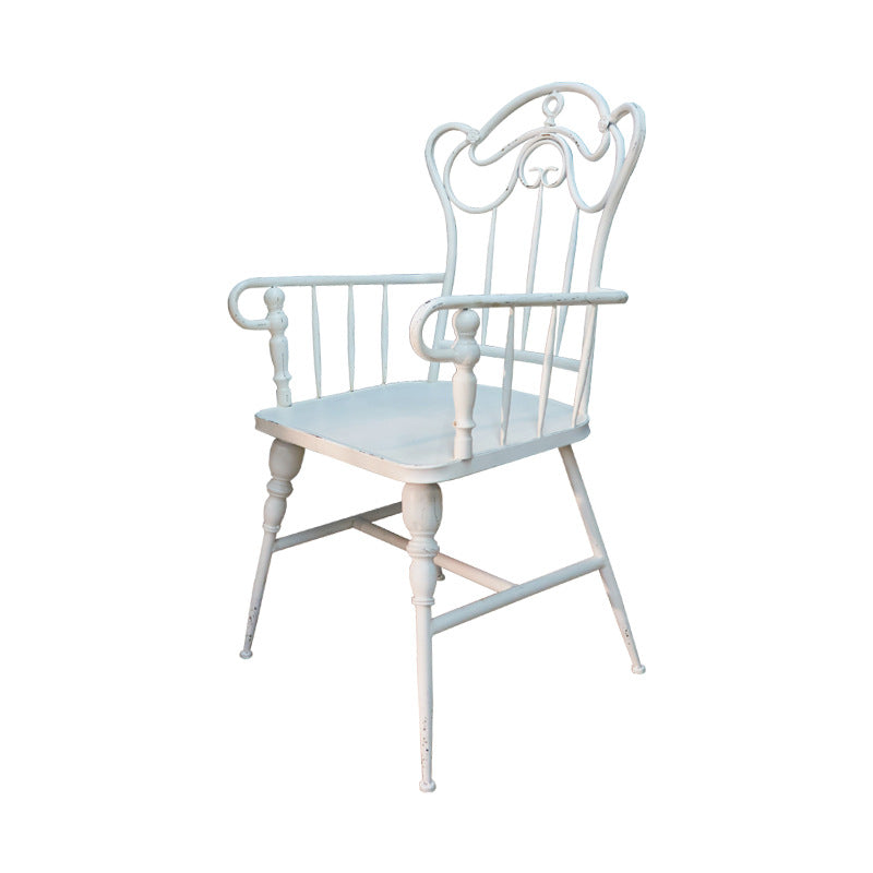 Traditional Vintage Curved Iron Dining Chair Backrest Armrest For Dining Room