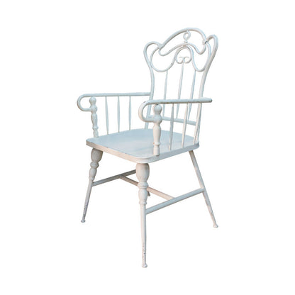 Traditional Vintage Curved Iron Dining Chair Backrest Armrest For Dining Room