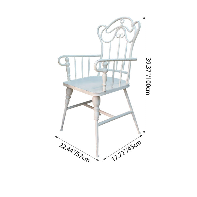 Traditional Vintage Curved Iron Dining Chair Backrest Armrest For Dining Room