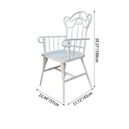 Traditional Vintage Curved Iron Dining Chair Backrest Armrest For Dining Room