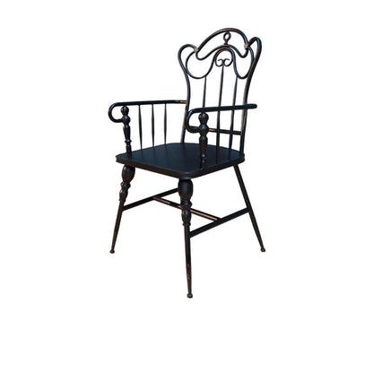 Traditional Vintage Curved Iron Dining Chair Backrest Armrest For Dining Room