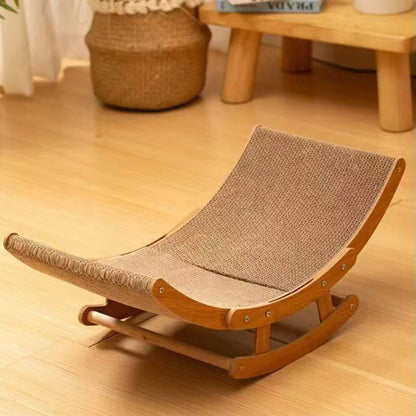 Modern Minimalist Curved Wooden Board Corrugated Paper Cat Rocking Chair For Living Room