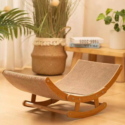 Modern Minimalist Curved Wooden Board Corrugated Paper Cat Rocking Chair For Living Room