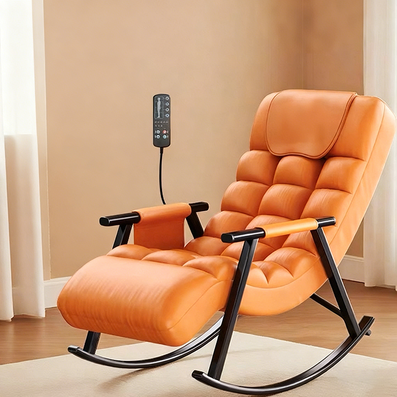 Modern Minimalist Curved Iron Synthetic Fabric PP Cotton Rocking Chair Backrest Armrest For Living Room