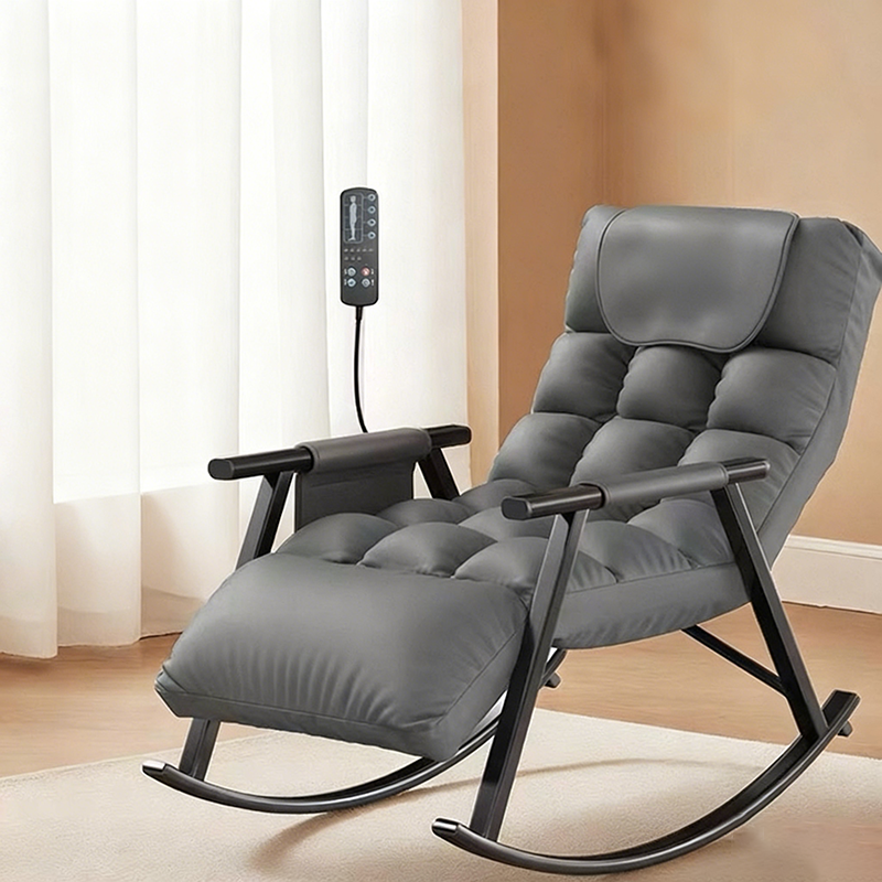 Modern Minimalist Curved Iron Synthetic Fabric PP Cotton Rocking Chair Backrest Armrest For Living Room