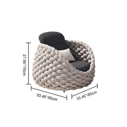 Modern Minimalist Curved Aluminum Alloy Fabric PE Rattan Sponge Outdoor Accent Chair Backrest Armrest For Garden
